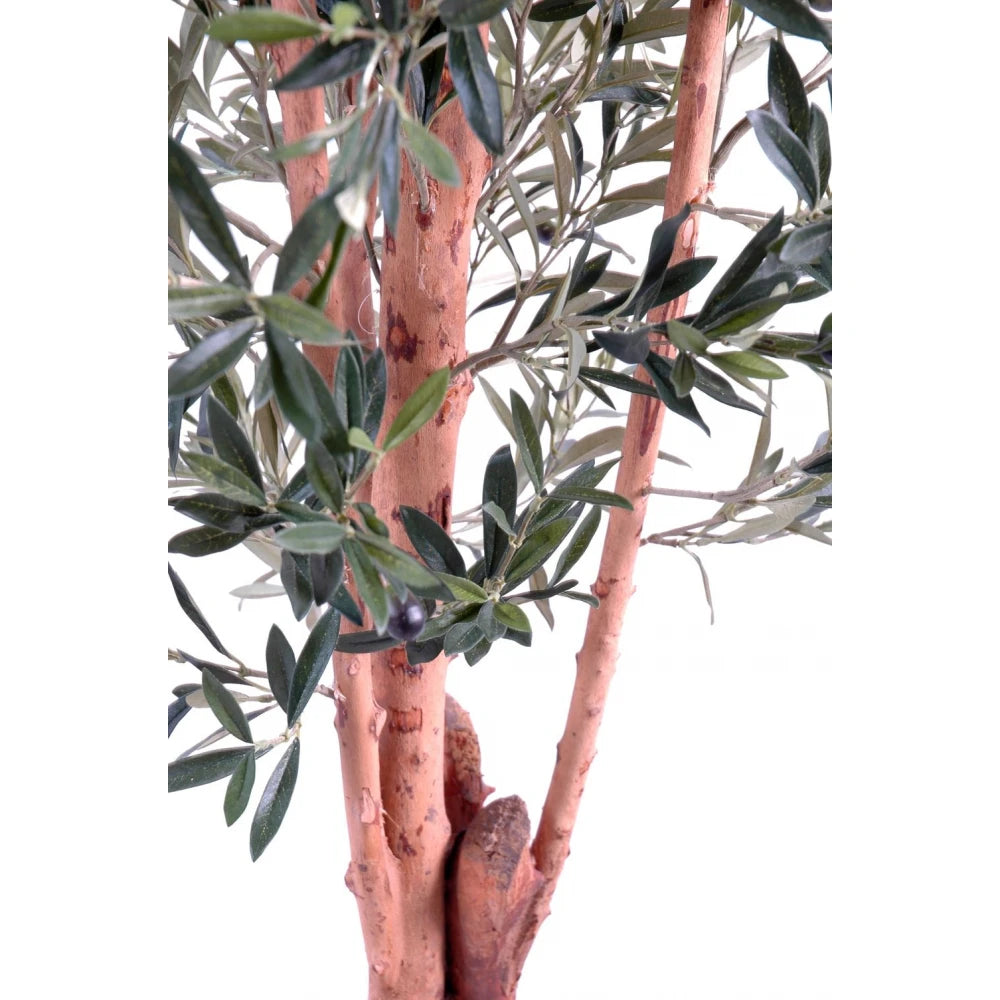 Măslin artificial decorativ, trunchi noduros, 150 cm, verde, masline negre