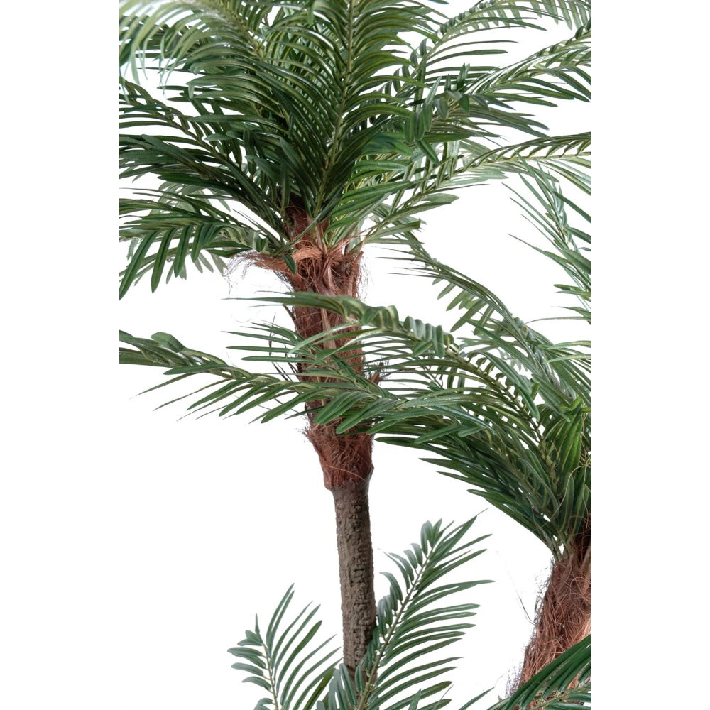 Palmier artificial 3 trunchiuri, 200 cm, culoare verde, trunchi lemn + fibre