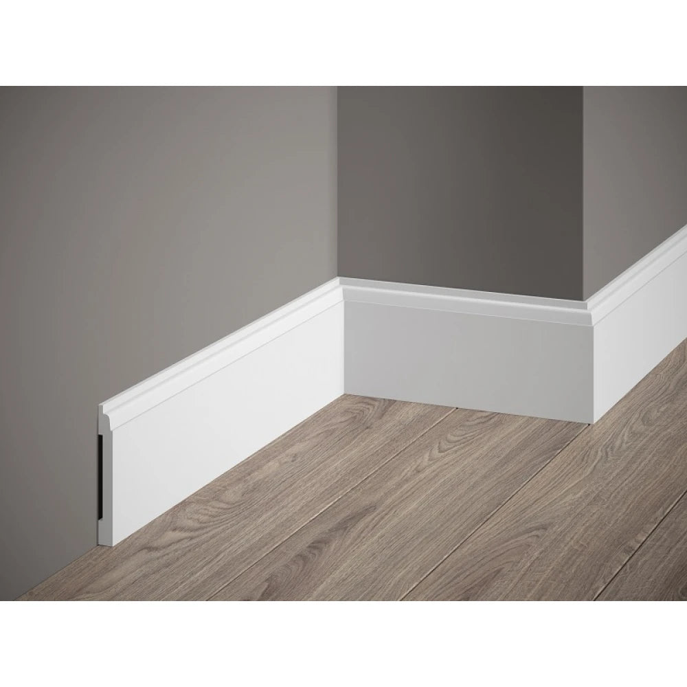 Plintă MD258 polimer rigid alb 8.1x1x200 cm pentru un stil sofisticat