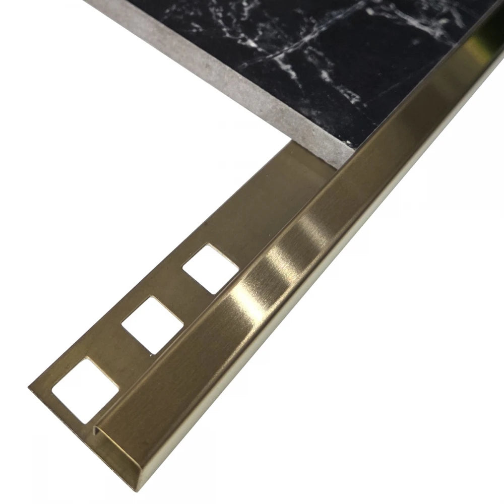 Profil terminație pătrată gresie faianță 12 x 12 x 2700 mm din inox auriu antic