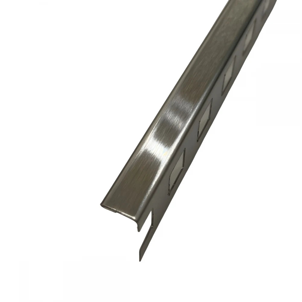 Profil inox drept, terminatie gresie faianta, 10 mm, crom brush