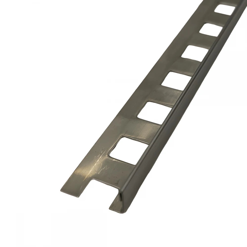 Profil inox drept, terminatie gresie faianta, 10 mm, crom brush