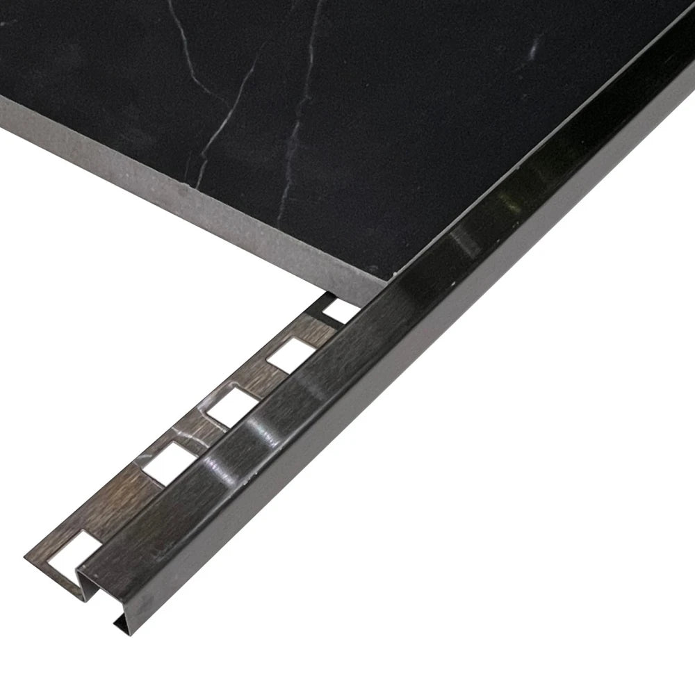 Profil colt exterior 12 x 12 mm gresie si faianta negru periat
