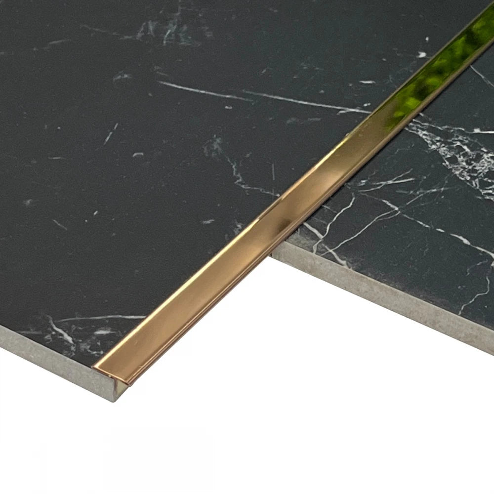 Profil T prag de trecere din inox 15 x 9 x 2700 mm finisaj cupru oglinda