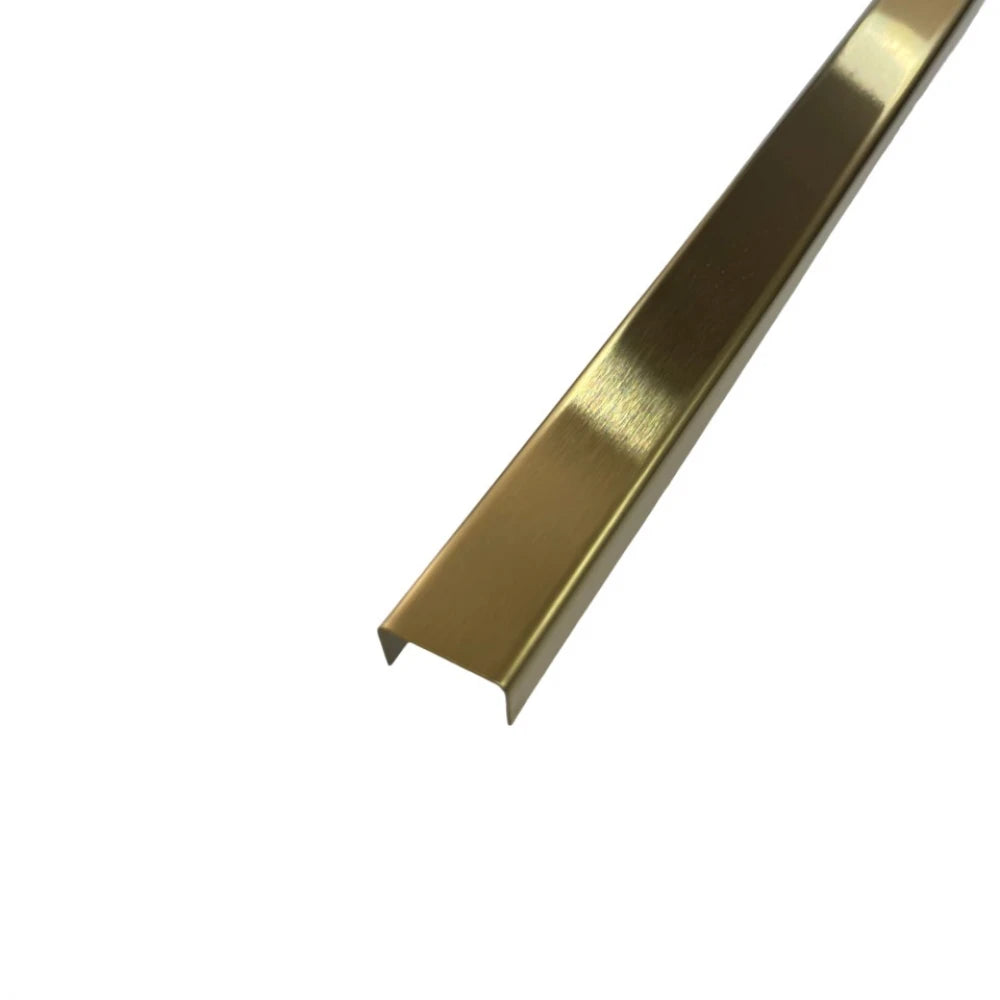 Profil U otel inoxidabil, auriu BRUSH, 15x9x2700 mm, grosime 0.6 mm