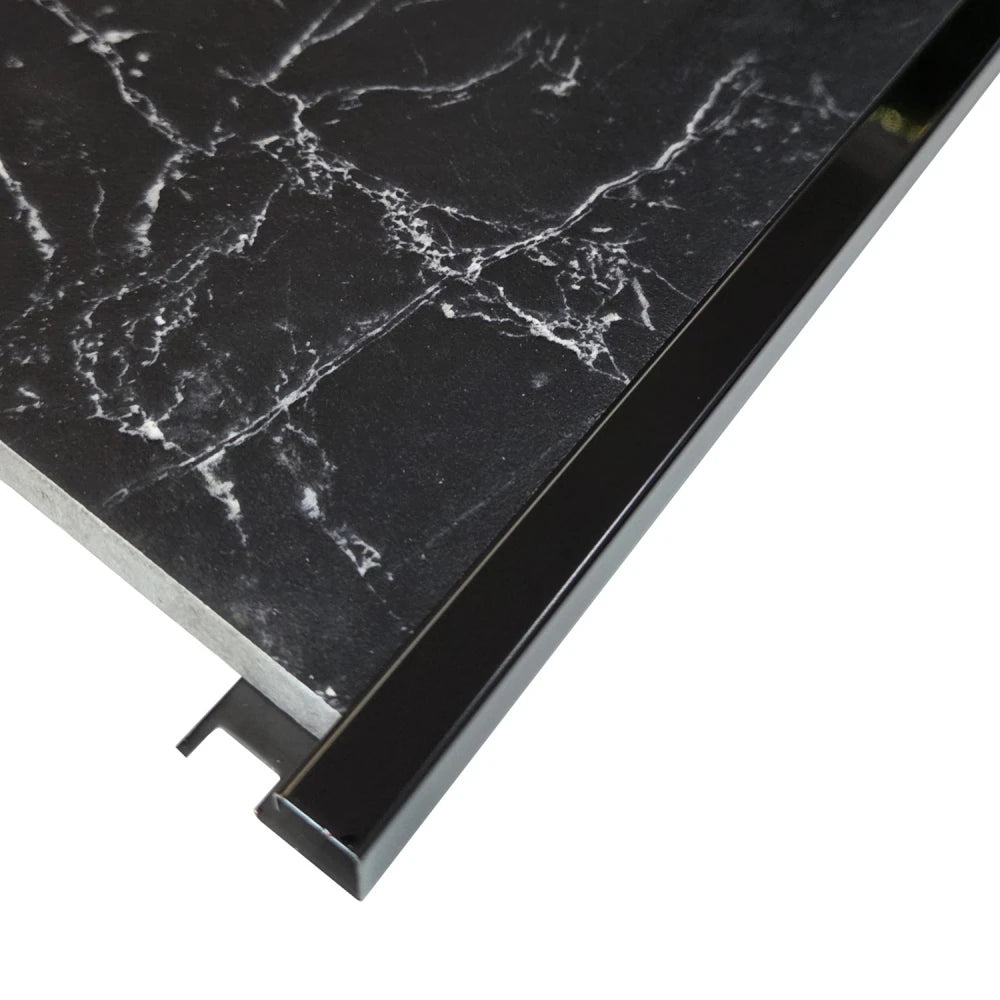 Profil terminație pătrată gresie faianță inox negru lucios 12 x 12 x 2700 mm