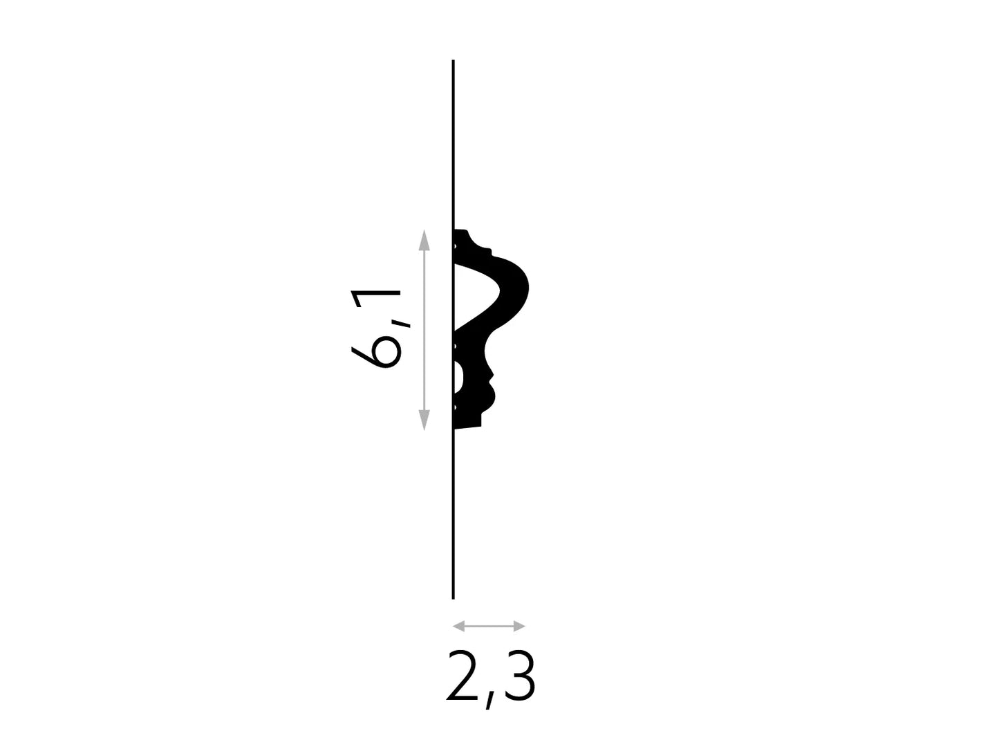Bagheta decorativa din polimer rigid MD346