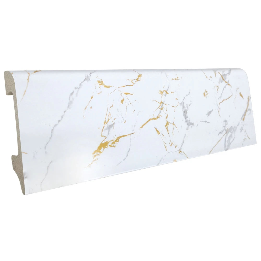 Plinta decorativa Gold White WP08 14x79x2000 mm, aspect marmura Calacatta Gold din Polimer Dur