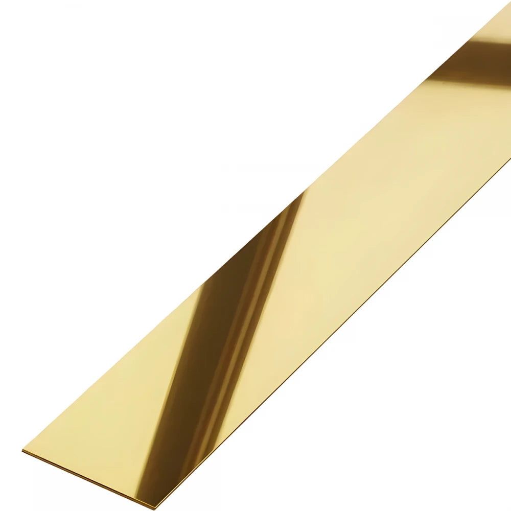Profil platbanda, inox, auriu oglinda, 10x0.6x2700 mm