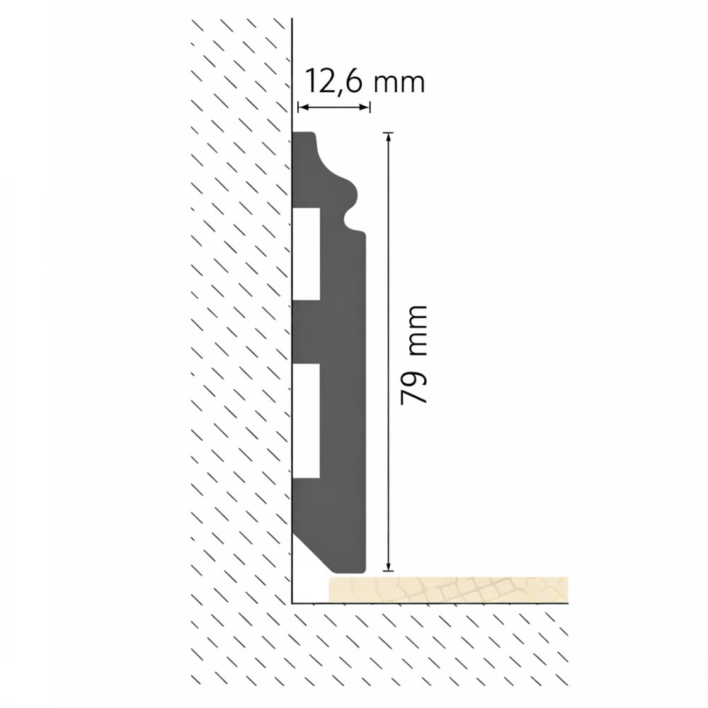 Plinta decorativa LPC07 79x12.6x2440 mm din duropolimer, profil clasic
