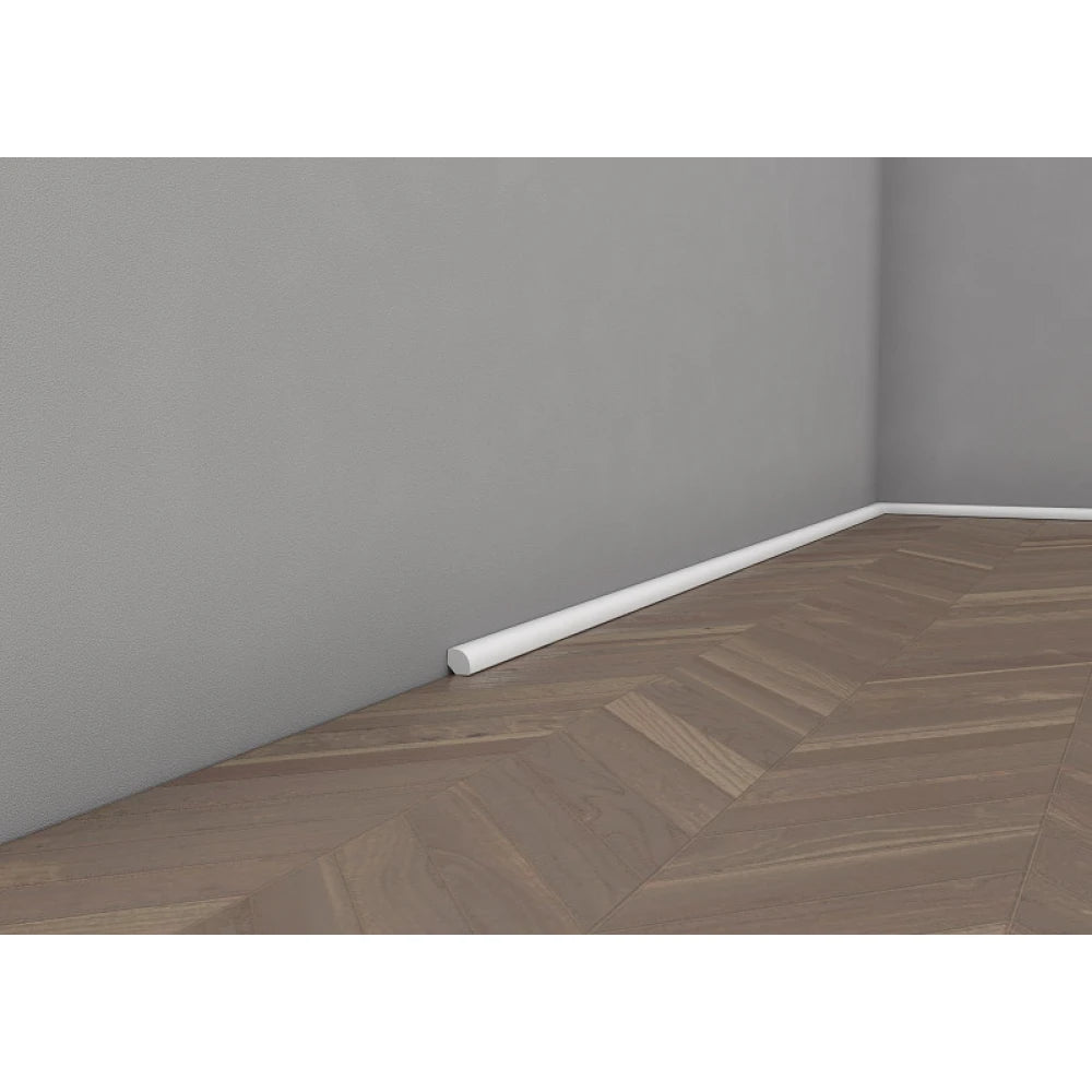 Plinta decorativa 1.8x1.8x200 cm, polimer rigid, alba, vopsibila, Mardom MD235, rotunda