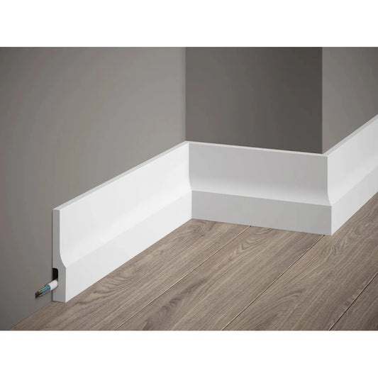 Plinta decorativa 10x1.6x200 cm, polimer rigid, alba, vopsibila, Mardom QS009