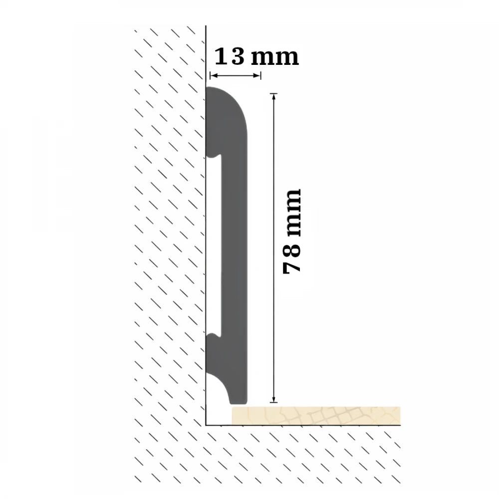 Plinta decorativa LPC11 78x13x2440 mm din duropolimer, profil modern