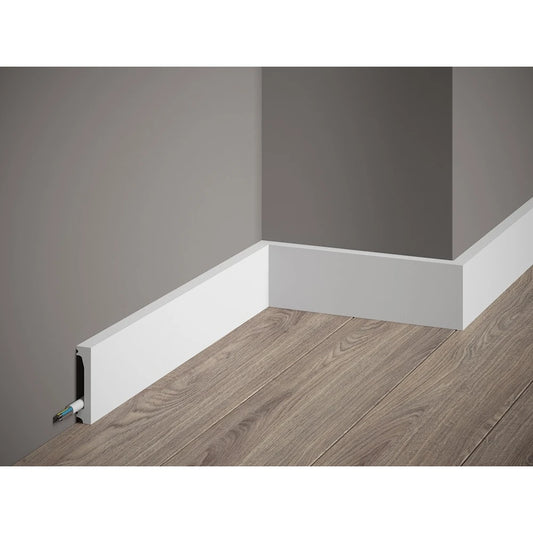 Plinta decorativa MD032 6x1,3x200 cm, polimer dur, alba, vopsibila, simpla, Mardom