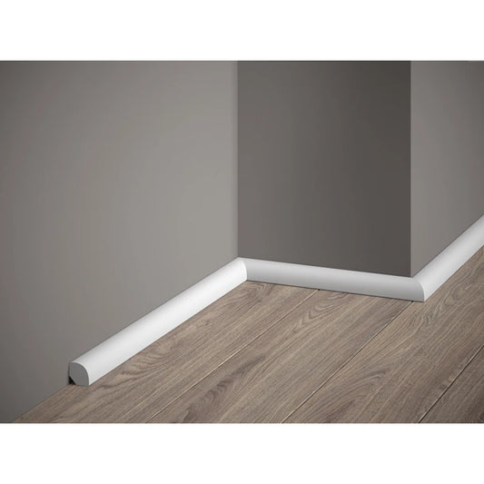 Plinta decorativa 1.8x1.8x200 cm, polimer rigid, alba, vopsibila, Mardom MD235, rotunda