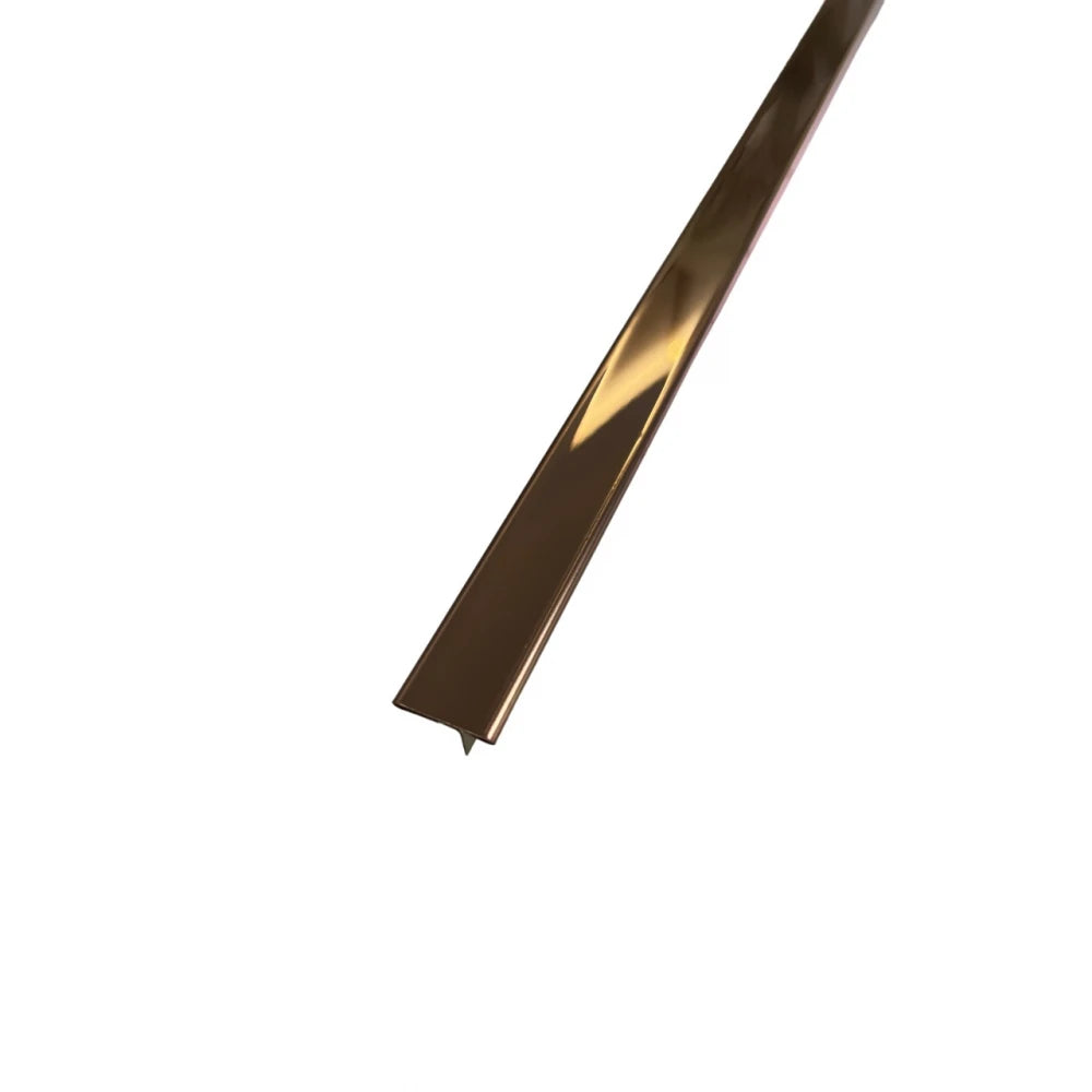 Profil T prag de trecere  din inox 15 x 9 x 2700 mm finisaj cupru oglinda