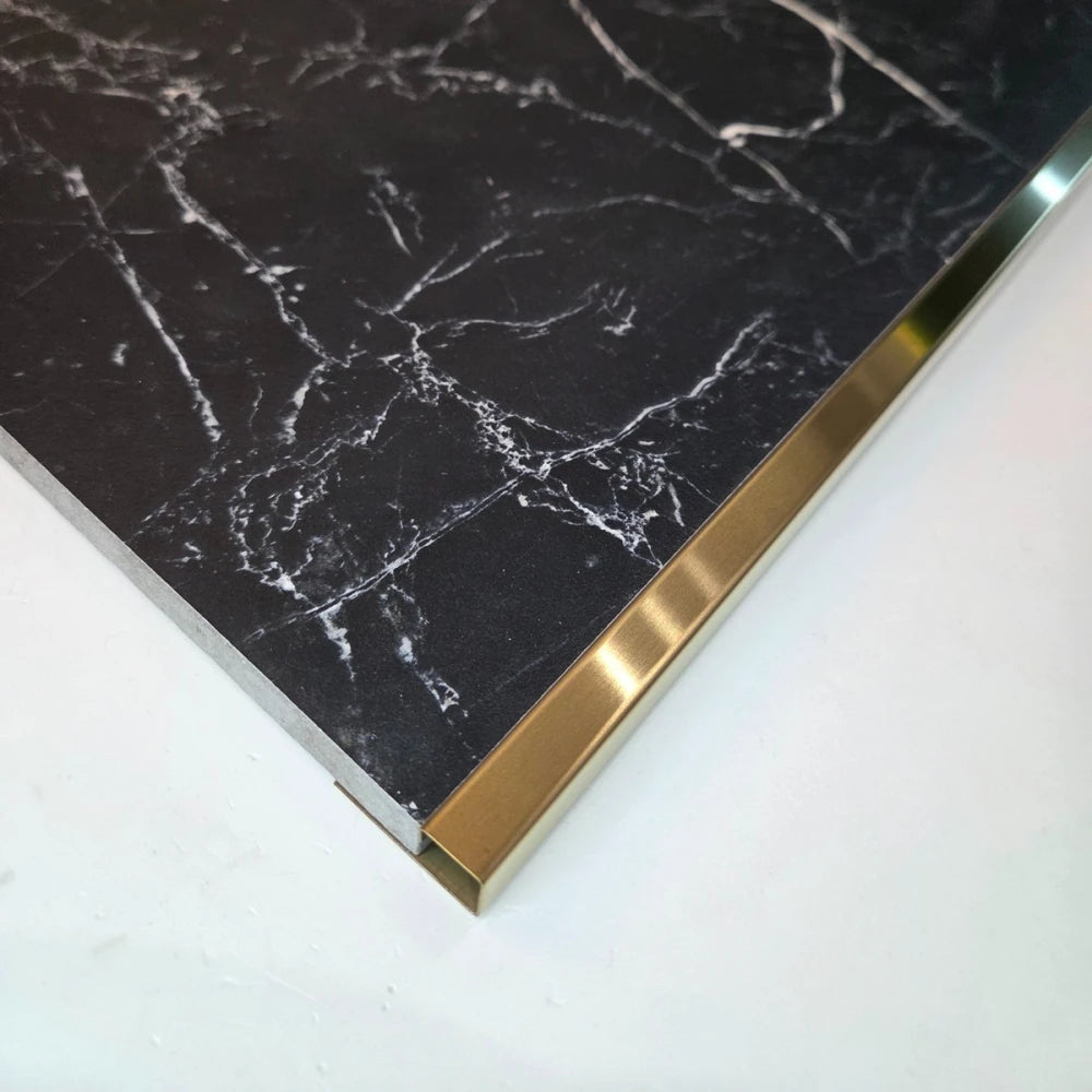 Profil terminație gresie faianță pătrat inox auriu periat 12 x 12 lungime 2700 mm