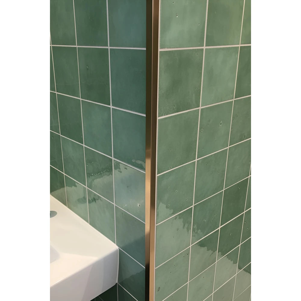 Profil terminatie patrat pentru gresie si faianta inox cupru lucios 12 x 12 x 2700 mm