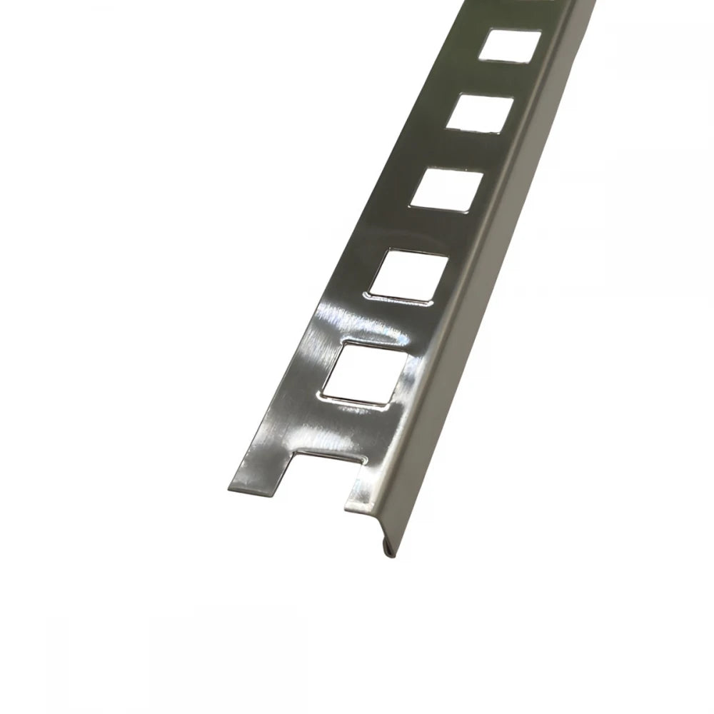 Profil inox drept, terminatie gresie faianta, 10 mm, crom brush