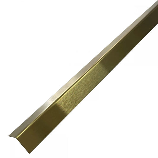 Profil L, colt, inox, auriu brush, laturi drepte, 15x15x2700mm