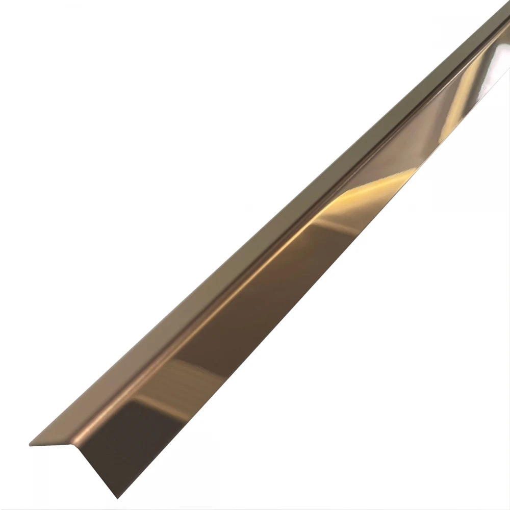 Profil L colt din inox cu finisaj cupru oglindă, 15x15x2700 mm