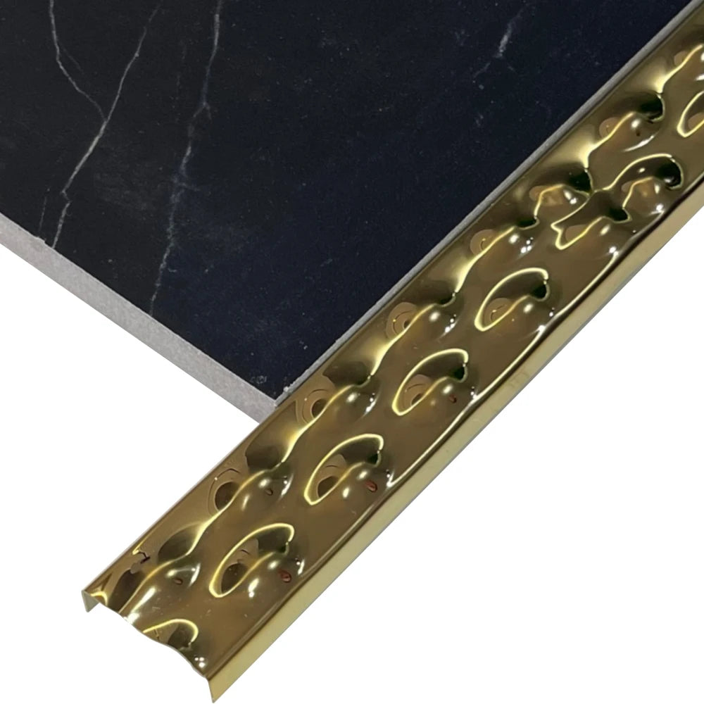 Profil U decorativ din inox 304 auriu oglinda embosat 30 x 9 x 2700 mm