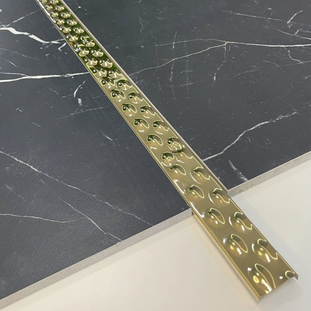 Profil U decorativ din inox 304 auriu oglinda embosat 30 x 9 x 2700 mm
