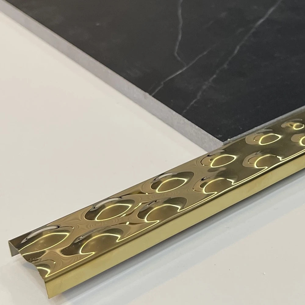 Profil U decorativ din inox 304 auriu oglinda embosat 30 x 9 x 2700 mm