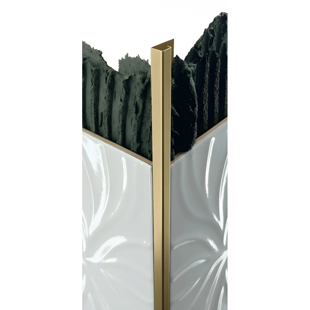 Profil terminație pătrată gresie faianță 12 x 12 x 2700 mm din inox auriu antic