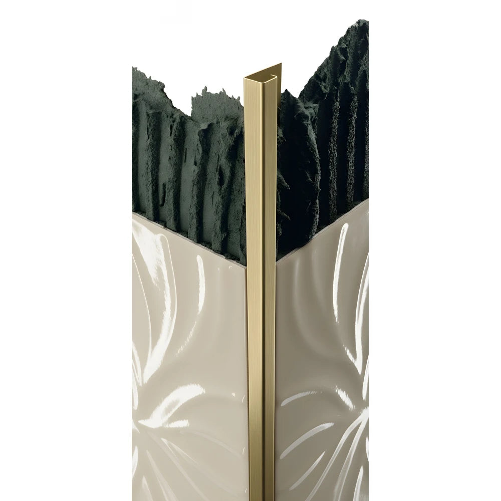 Profil terminație pătrată gresie faianță 12 x 12 x 2700 mm din inox auriu antic