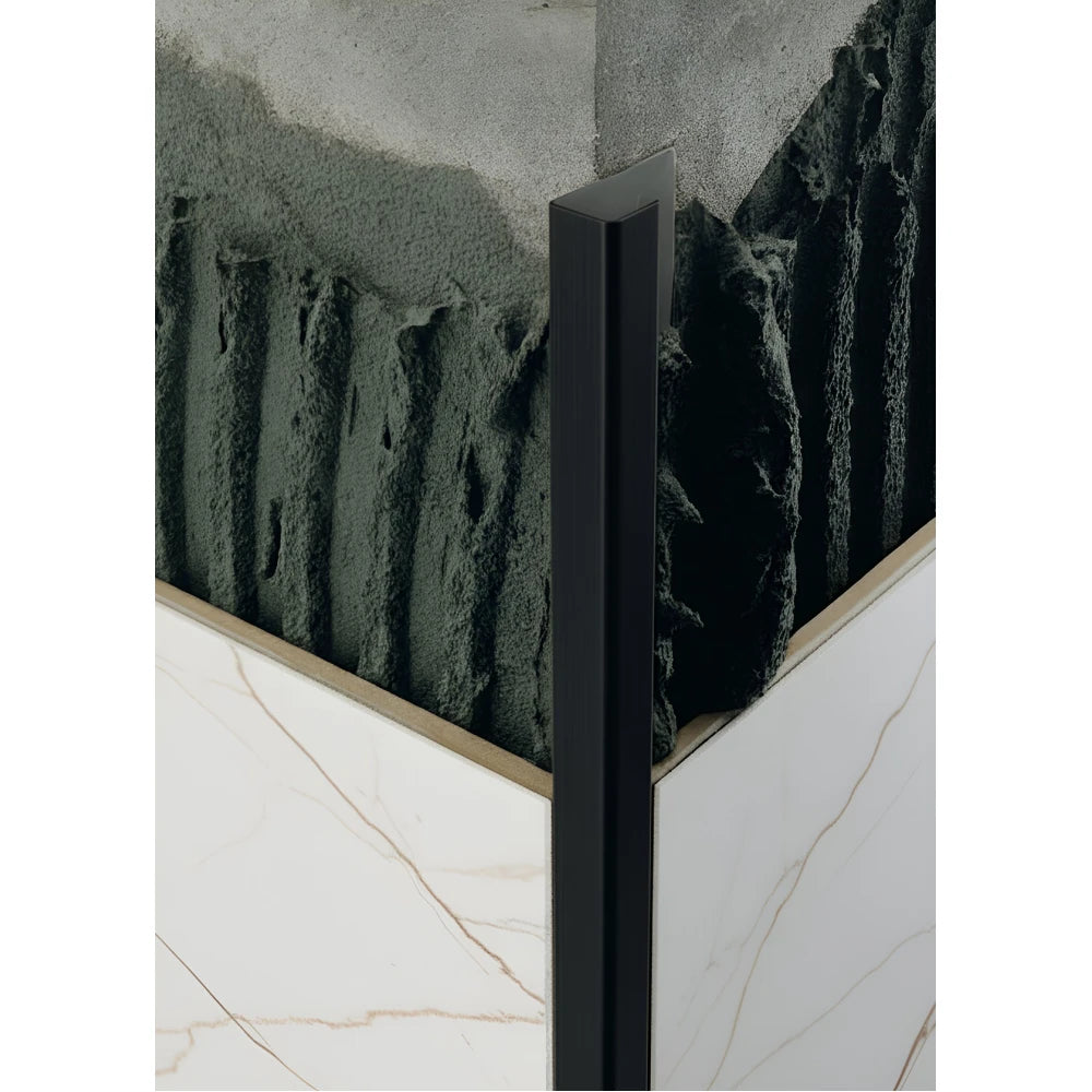 Profil terminatie patrat gresie faianta inox negru periat 12 x 12 x 2700 mm