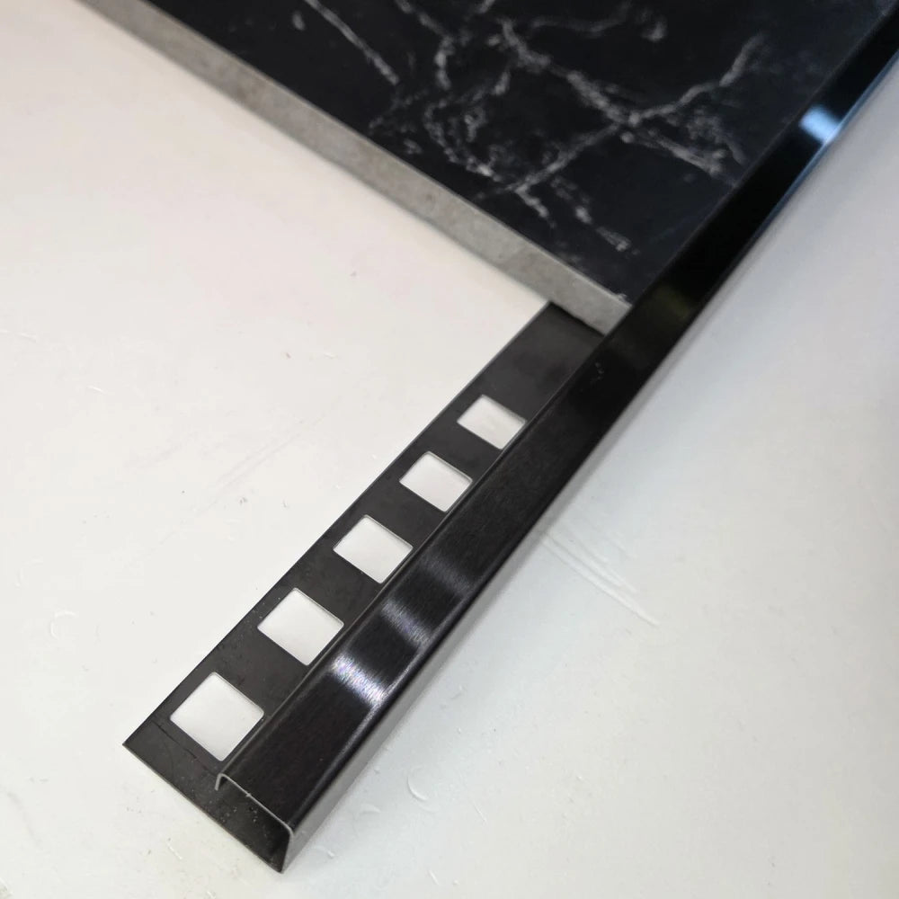 Profil terminatie patrat gresie faianta inox negru periat 12 x 12 x 2700 mm