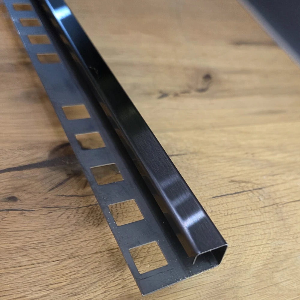 Profil terminatie patrat gresie faianta inox negru periat 12 x 12 x 2700 mm
