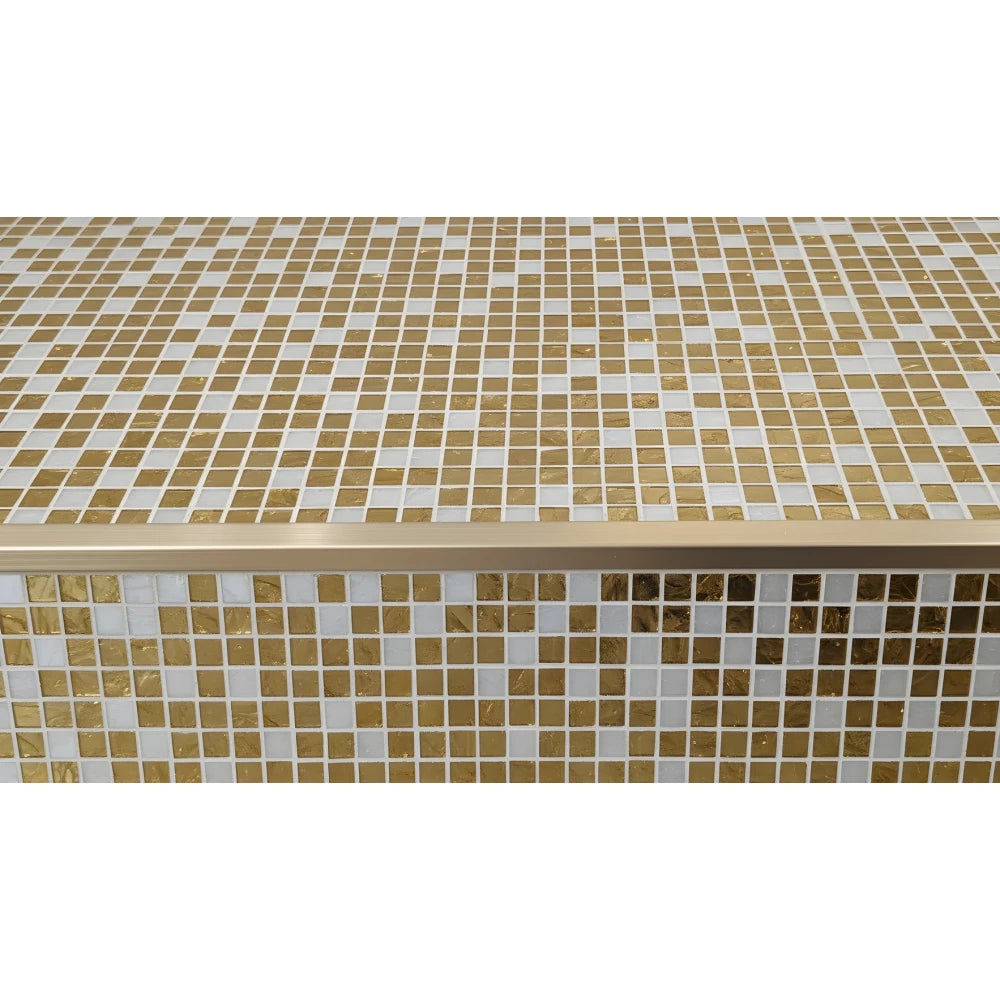 Profil terminație pătrată gresie faianță 12 x 12 x 2700 mm din inox auriu antic