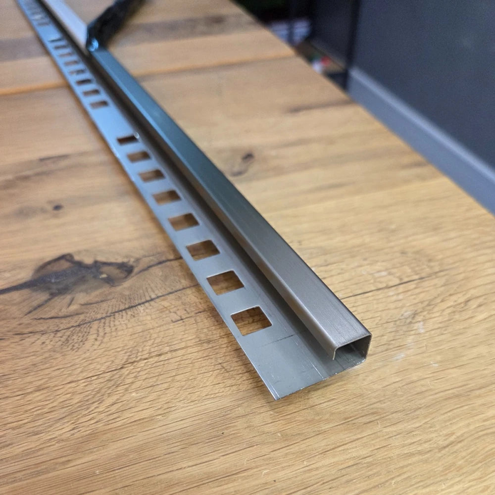 Profil terminație pătrată gresie faianță 12 x 12 x 2700 mm din inox auriu antic
