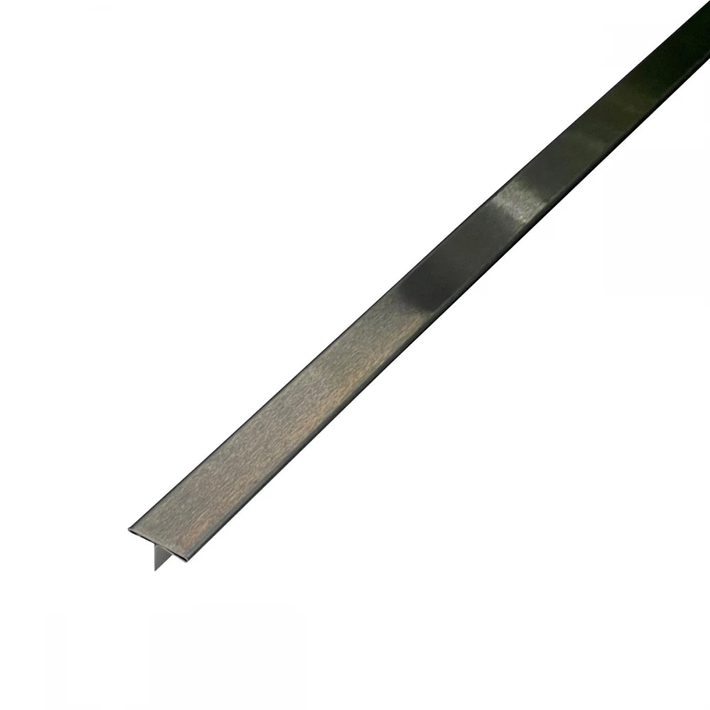 Profil T trecere gresie parchet inox negru brushed 15mm 2700mm 9mm