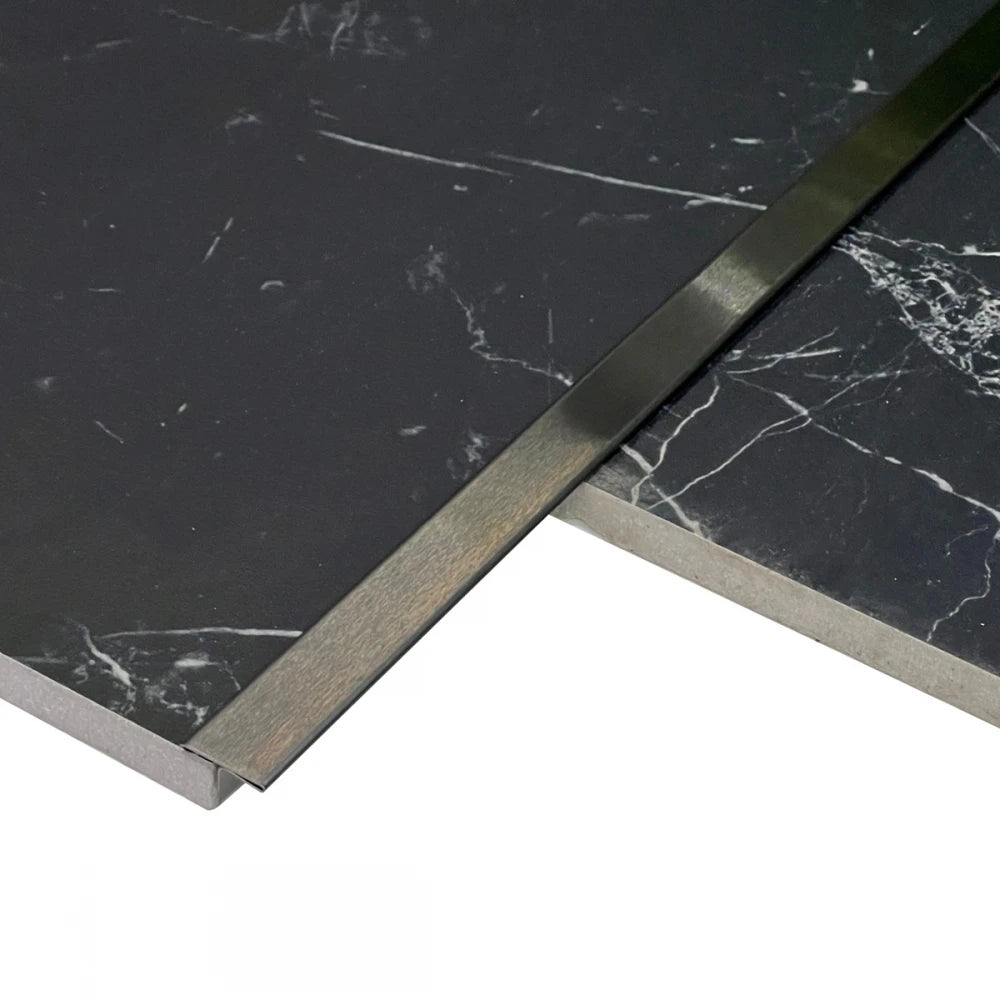 Profil T trecere gresie parchet inox negru brushed 15mm 2700mm 9mm