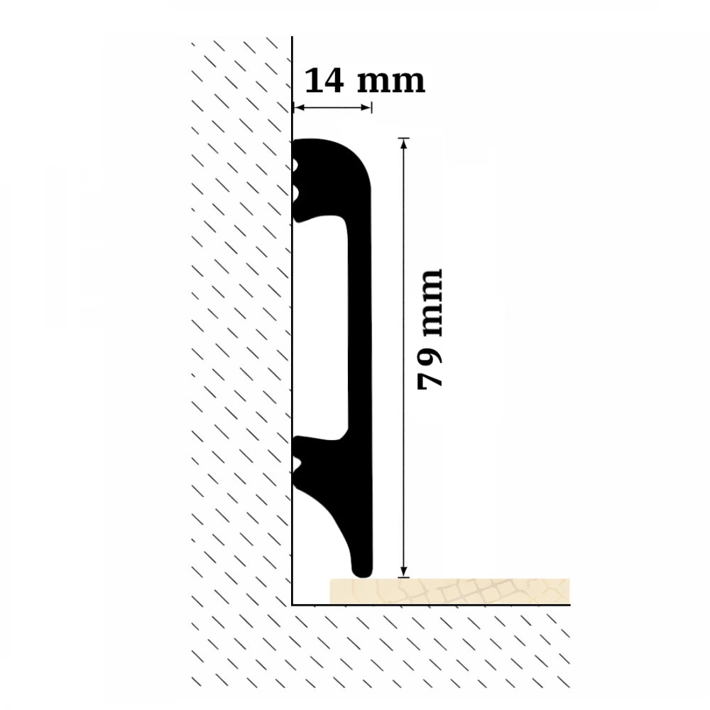 Plinta decorativa Gold Black WP09 14x79x2000 mm din Polimer Dur