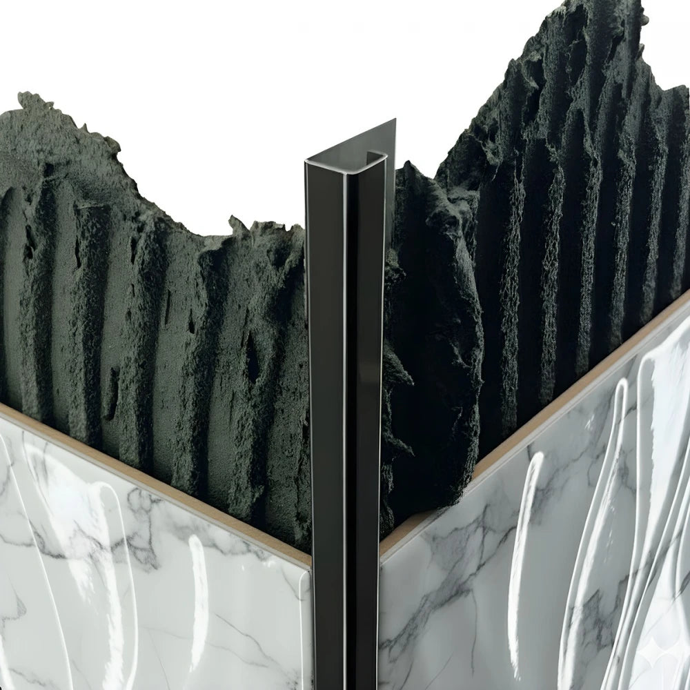Profil terminație pătrată gresie faianță inox negru lucios 12 x 12 x 2700 mm